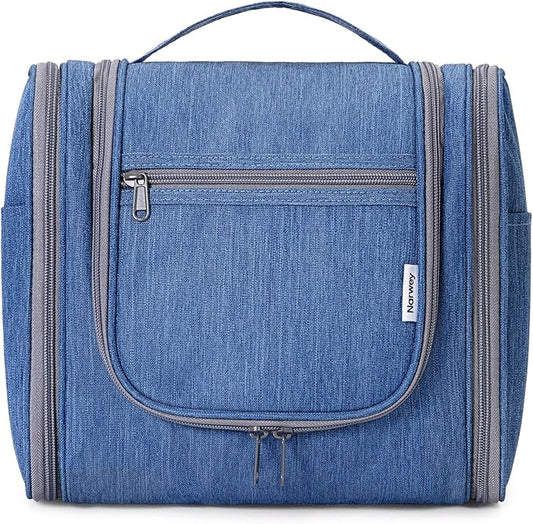 Narwey Hanging Toiletry Bag for Women Travel Makeup Bag Organizer Toiletries Bag Men for Cosmetics Essentials Accessories (Large, Navy Blue)