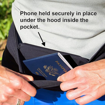 Sporteer VersaMax Running Belt, Travel Belt, Workout Waist Pack - Large Security Pockets Fit All Smartphones, Money, Passport, and Other Valuable Items (Black, Small)