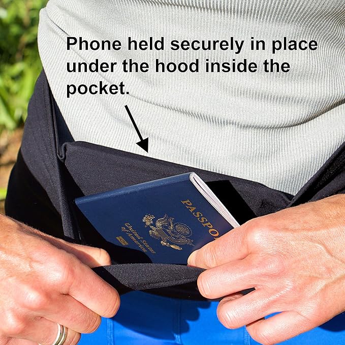 Sporteer VersaMax Running Belt, Travel Belt, Workout Waist Pack - Large Security Pockets Fit All Smartphones, Money, Passport, and Other Valuable Items (Black, X-Small)