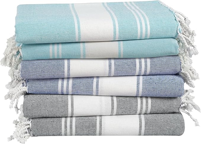 LANE LINEN Pool Towels, Turkish Beach Towels Oversized Set of 6, Pre-Washed, No Shrink, Quick Dry Travel Towel, Beach Towel for Women, Absorbent & Sand Free Towel, 39"x71" - Tropical Color