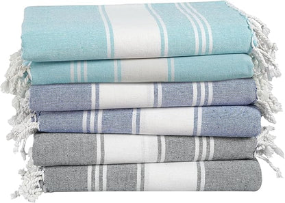 LANE LINEN Pool Towels, Turkish Beach Towels Oversized Set of 6, Pre-Washed, No Shrink, Quick Dry Travel Towel, Beach Towel for Women, Absorbent & Sand Free Towel, 39"x71" - Tropical Color
