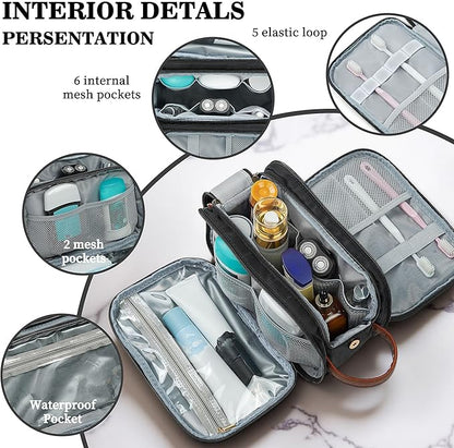 YOOLIFE Mens Travel Bag Toiletry - Christmas Gifts for Men Dad Boyfriend Husband, Personalized Birthday Gifts for Men Women Initial Black Toiletry Bag Travel Birthday Gift Dopp Kit Letter J Black