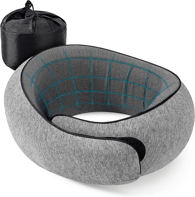 Travel Pillows for Airplanes, Neck Pillow for Traveling Using Memory Foam 360°Support Neck Comfort Relief Neck Pain Convenient Storage, Suitable for Airplanes, Office, Cars, Sleeping (Grey)