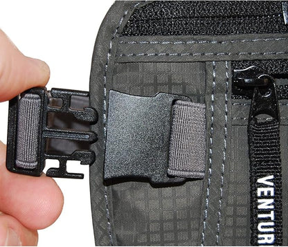 VENTURE 4TH Slim Minimalist Design RFID Money Belt with RFID Blocking Sleeves, for Men and Women – Ideal for Keeping Your Cash, Credit Card, Passport, Phone Secure When Traveling - Gray