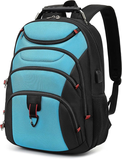 Boavan Laptop Backpack for men, 15.6 inch Laptop Bag with USB Port, Waterproof Travel Work Backpack Purse, Anti-Theft Teacher Nurse Doctor Casual Bookbags Office Business backpack，Sky Blue/Black