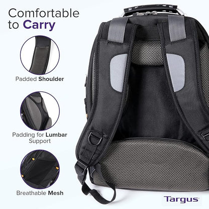 Targus Drifter II Laptop Backpack, Black/Gray – Backpack for Men for Business and Travel, Durable Water-Resistant Material, Fits up to 17" Laptops (TSB239US)