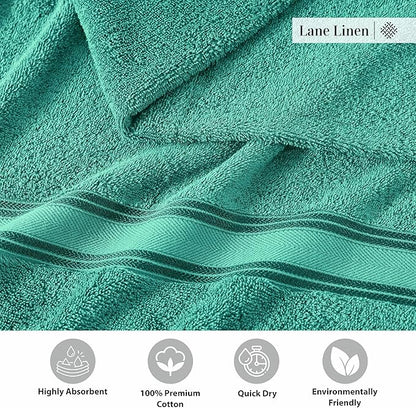 Lane Linen 100% Cotton Bath Towels 4 Pack (28"x54") - Zero Twist, Premium Cotton Large Towels Set for Bathroom - Quick Dry, Soft & Absorbent Large Bath Towel Set - Oeko Tex Certified, Pre Shrunk- Teal