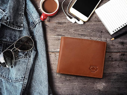 Stealth Mode Leather Bifold Wallet for Men With ID Window and RFID Blocking