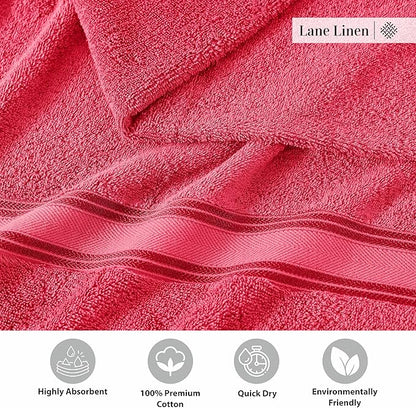 LANE LINEN Luxury Bath Towels Set - 3 Piece Set, 100% Cotton Bathroom Towels, Zero Twist, Quick Dry Towels, Absorbent Bath Towel, Super Soft, 1 Bath Towel, 1 Hand Towel, 1 Wash Cloths - Honeysuckle