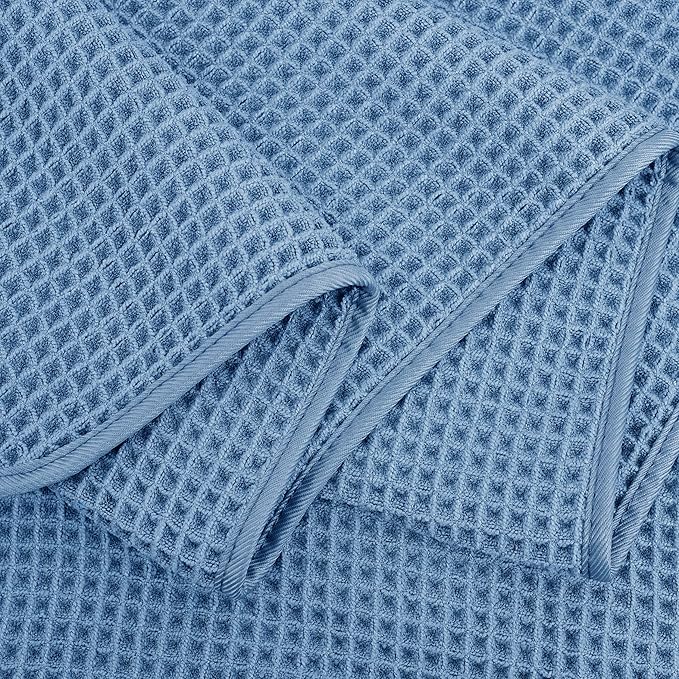 POLYTE Microfiber Oversize Quick Dry Lint Free Bath Towel, 60 x 30 in, 4 Pack (Waffle Weave)