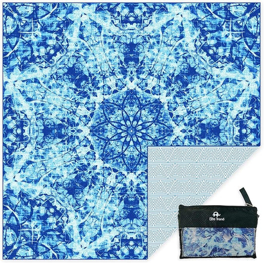 Quick Dry Towel Extra Extra Large 72x72 Inch - Microfiber Beach Towel - Perfect for Beach, Travel, Swimming, Pool, Yoga, Hiking, Camping - Lightweight, Fast Drying, Compact for Adults (Blue Wonder)
