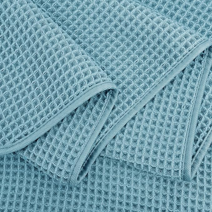 POLYTE Microfiber Oversize Quick Dry Lint Free Bath Towel, 60 x 30 in, 4 Pack (Waffle Weave)