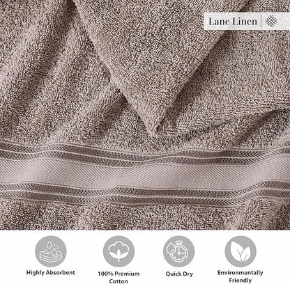 LANE LINEN 100% Mercerized Cotton Bath Towel Set of 12 – Zero Twist Shower Towels, 4 Bath, 4 Hand Towel & 4 Washcloths, Quick-Dry, Luxuriously Soft & Durable, Perfect for Everyday use – Platinum