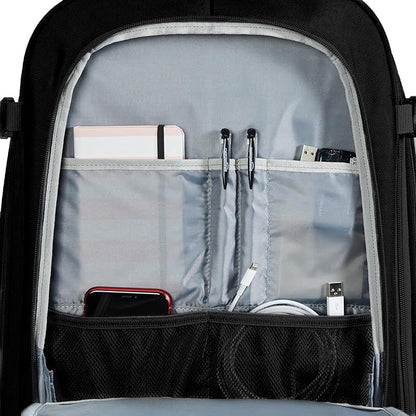 Amazon Basics Travel Backpack, Carry On Backpack, With Laptop Compartment, 40L Capacity, Expandable for 10% Extra Space, Backpack & Shoulder Bag Dual Use, 15.8"W x 21.5"H x 8.3"D, Black