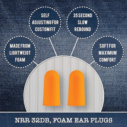 Foam Ear Plugs Dispenser Wall Mount - Bulk Refillable Ear Plugs 500 Pair - High Decibel Industrial Safety Sound Blocking Ear Plugs