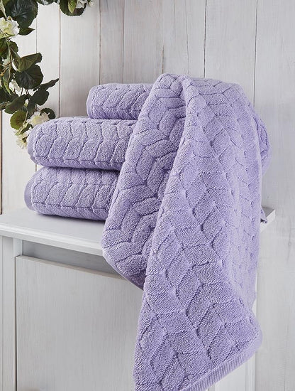 BAGNO MILANO Turkish Bath Towels, Soft Plush Jacquard Luxury Bath Towels, Quick Dry Towel Set (Lavender, 6 pcs Towel Set)