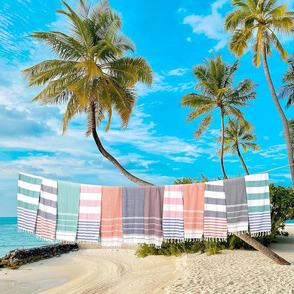 LANE LINEN 12 Pack Oversized Beach Towels – Pre-Washed, Quick Dry, Lightweight Travel Pool Towels for Adults, 39"x71" – Oceanic Twelve