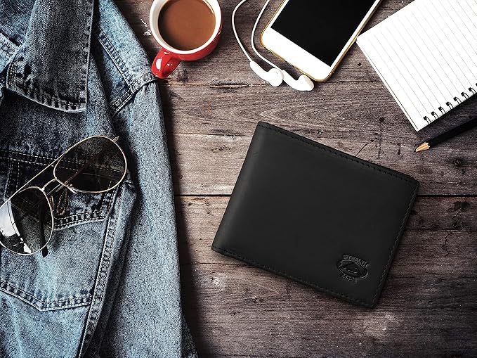 Stealth Mode Leather Bifold Wallet for Men With ID Window and RFID Blocking