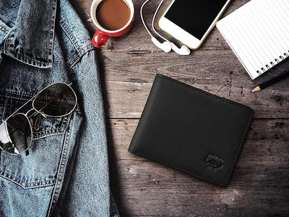 Stealth Mode Leather Bifold Wallet for Men With ID Window and RFID Blocking