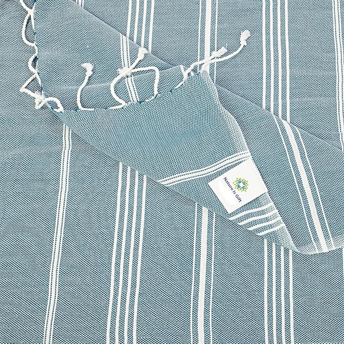 Beach Towel 100% Cotton Turkish Beach Towel Adult 38x70 Inch Pre-washed Absorbent Extra Large|Sand Free Quick Dry BathTowels|Lightweight Blanket|Travel Cruise Camping Spa Gym Yoga Towel|Ocean Depths