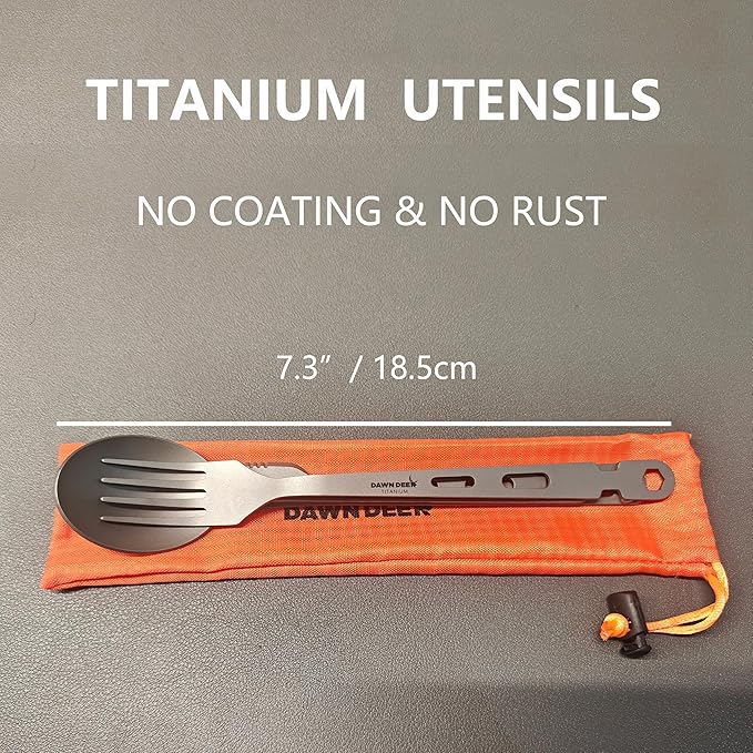 Titanium Fork Spoon Knife Set - Camping Tongs | Ultralight Backpacking Utensils, Travel Cutlery Set, Heat-Resistant & Rustproof, Hiking Survival Gear ((Knife+ Fork+ Spoon)* 2)