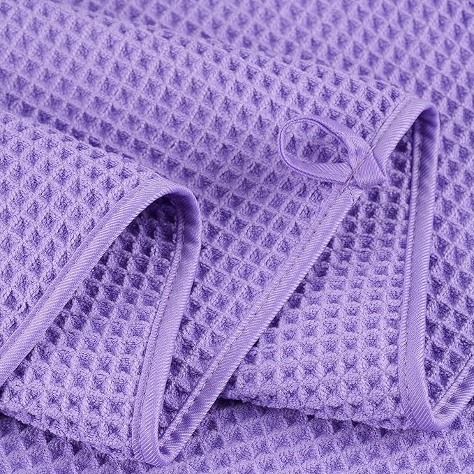 POLYTE Microfiber Oversize Quick Dry Lint Free Bath Towel, 60 x 30 in, 4 Pack (Waffle Weave)