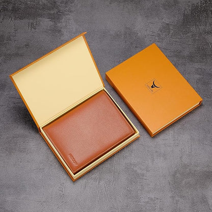 HISCOW Italian Leather Passport Holder for Travel - RFID Blocking Wallet Cover with Secure Organizer for Men & Women, US & Foreign Trips, Tan
