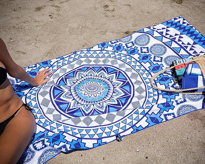 Elite Trend Microfiber Beach Towel for Adults with Bag - Extra Large 78x35 inch Lightweight Sand Free Quick Dry Towel for Travel, Swimming, Yoga, Camping (Blue Angel)