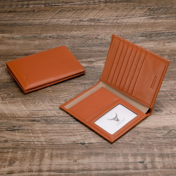 HISCOW Italian Leather Passport Holder for Travel - RFID Blocking Wallet Cover with Secure Organizer for Men & Women, US & Foreign Trips, Tan
