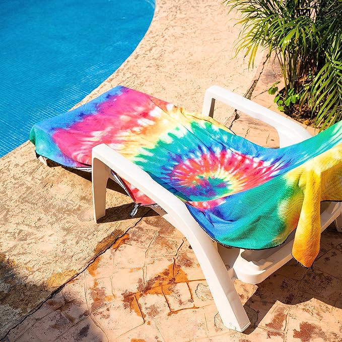 Elite Trend Microfiber Beach Towel Waffle for Adults with Bag - Extra Large 78x35 inch Lightweight Sand Free Quick Dry Towel for Travel, Swimming, Yoga, Camping (Tie Dye)