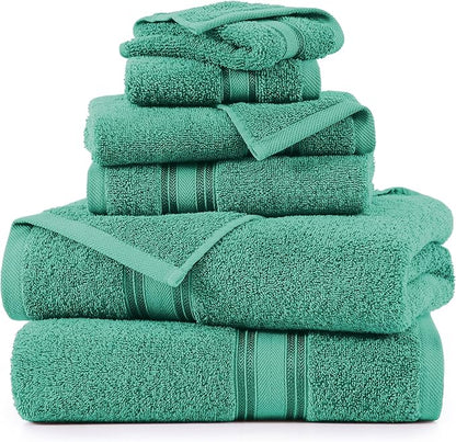 LANE LINEN Luxury Bath Towels Set - 6 Piece, 100% Cotton, Zero Twist, Quick Dry, Absorbent, Super Soft 2 Bath Towels, 2 Hand Towels, 2 Wash Cloths: Teal