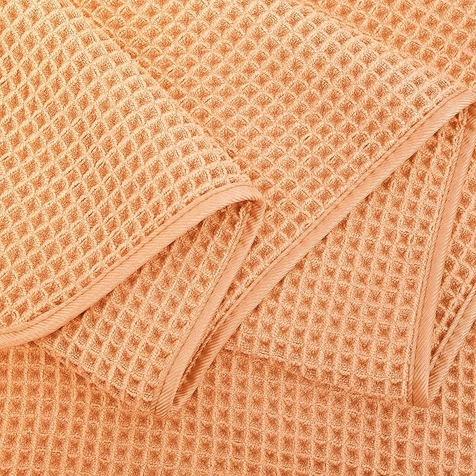 POLYTE Microfiber Oversize Quick Dry Lint Free Bath Towel, 60 x 30 in, 4 Pack (Waffle Weave)