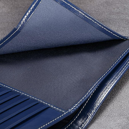 HISCOW Italian Leather Passport Holder for Travel - RFID Blocking Wallet Cover with Secure Organizer for Men & Women, US & Foreign Trips, Antiqued Blue