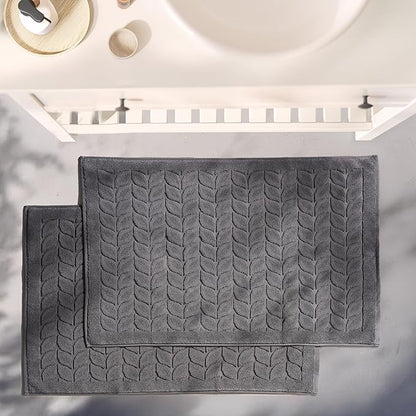BAGNO MILANO Turkish Bath Towels, Soft Plush Jacquard Luxury Bath Towels, Quick Dry Towel Set (Charcoal, 2 Pcs Bathmat Set)