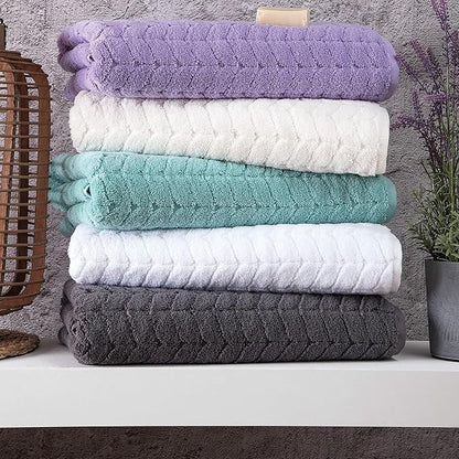 BAGNO MILANO Turkish Bath Towels, Soft Plush Jacquard Luxury Bath Towels, Quick Dry Towel Set (Lavender, 6 pcs Towel Set)