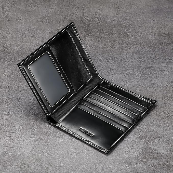 HISCOW Italian Leather Passport Holder for Travel - RFID Blocking Wallet Cover with Secure Organizer for Men & Women, US & Foreign Trips, Antiqued Black