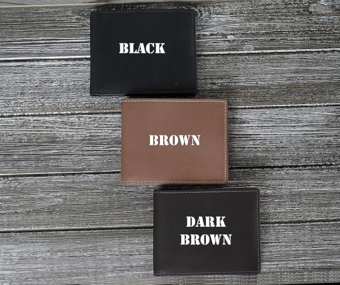 Custom Wallets For Men, Personalized Gifts For Men, Personalized Wallet For Men, Customized Engraved Full Grain Leather with RFID Blocking, Custom Gifts, Customized Wallets For Fathers Day, (Brown)