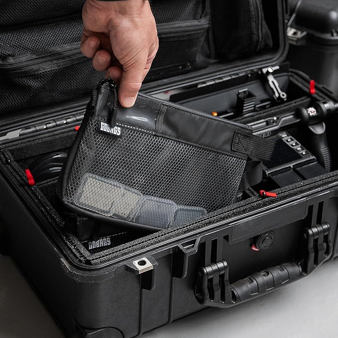 GOBAGS Production Zipper Bags - Electronics & Camera Accessories Bag - Cable organizer, Gear Accessory Pouch, Travel Camera Essentials (Small, Black)