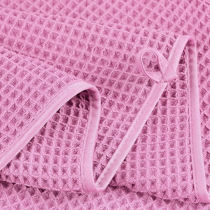 POLYTE Microfiber Oversize Quick Dry Lint Free Bath Towel, 60 x 30 in, 4 Pack (Waffle Weave)