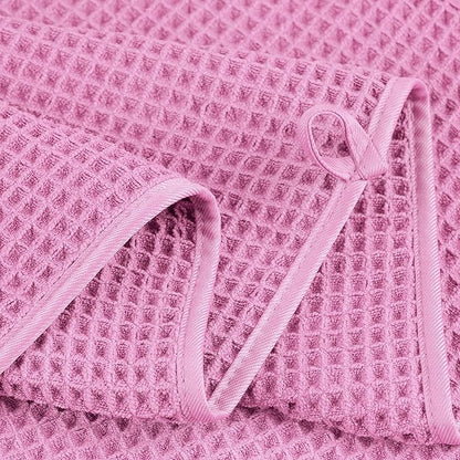 POLYTE Microfiber Oversize Quick Dry Lint Free Bath Towel, 60 x 30 in, 4 Pack (Waffle Weave)