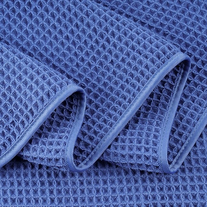 POLYTE Microfiber Oversize Quick Dry Lint Free Bath Towel, 60 x 30 in, 4 Pack (Waffle Weave)