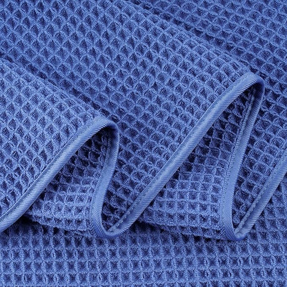 POLYTE Microfiber Oversize Quick Dry Lint Free Bath Towel, 60 x 30 in, 4 Pack (Waffle Weave)