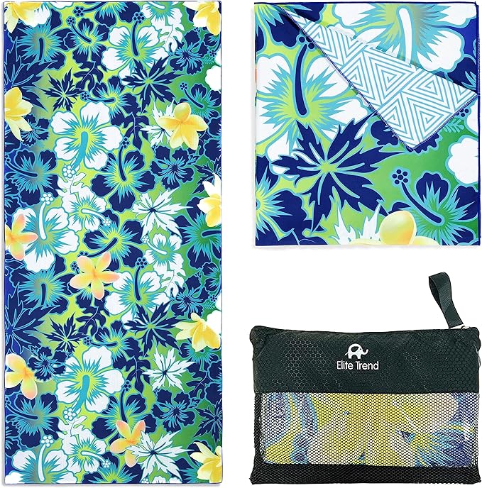 Elite Trend Microfiber Beach Towel for Adults with Bag - Extra Large 78x35 inch Lightweight Sand Free Quick Dry Towel for Travel, Swimming, Yoga, Camping