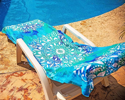 Elite Trend Quick Dry Towel Large 63x31 Inch - Microfiber Beach Towel - Perfect for Beach, Travel, Swimming, Pool, Yoga, Hiking, Camping - Lightweight, Fast Drying, Compact for Adults (Mandala Blue)