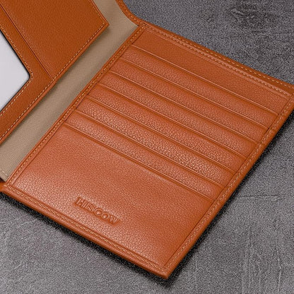 HISCOW Italian Leather Passport Holder for Travel - RFID Blocking Wallet Cover with Secure Organizer for Men & Women, US & Foreign Trips, Tan