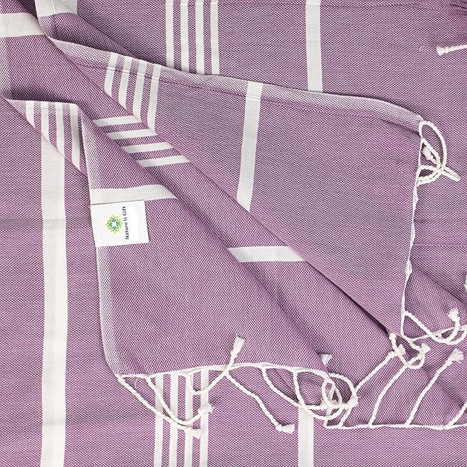 Beach Towel 100% Cotton Turkish Beach Towel Adult 38x70 Inch Pre-washed Absorbent Extra Large|Sand Free Quick Dry BathTowels|Lightweight Blanket|Travel Cruise Camping Spa Gym Yoga Towel|Red Purple