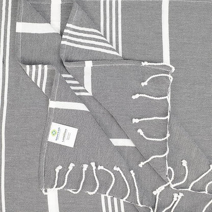 Beach Towel 100% Cotton Turkish Beach Towel Adult 38x70 Inch Pre-washed Absorbent Extra Large|Sand Free Quick Dry BathTowels|Lightweight Blanket|Travel Cruise Camping Spa Gym Yoga Towel|Black