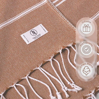 Turkish Beach Towel Compact & Quick Dry Oversized (39" x 71") - Compact, Versatile and Functional as Beach and Picnic Blanket, Travel, Yoga and Bath Towel - Brick