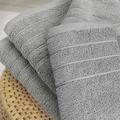 Tens Towels Pack of 8 Towels Set, 2 Extra Large Bath, 2 Hand, 4 Washcloths, 100% Cotton, Lighter Weight, Quicker to Dry, Super Absorbent, Perfect for Bathroom, Cool Grey
