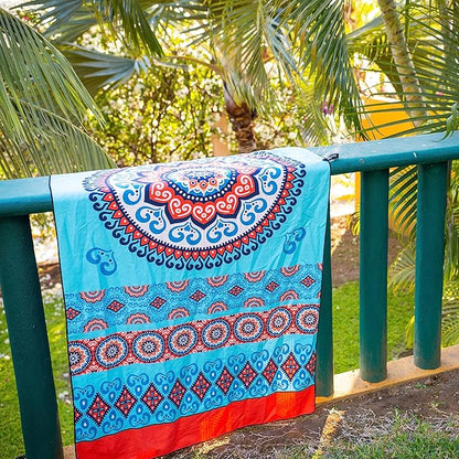 Elite Trend Microfiber Beach Towel for Adults with Bag - Extra Large 78x35 Inch Lightweight Sand Free Quick Dry Towel for Travel, Swimming, Yoga, Camping (Mandala Coral)